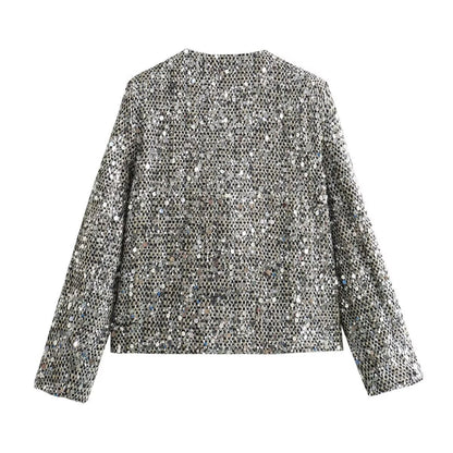 Éclat d'Élégance –  Veste en Tweed avec Sequins