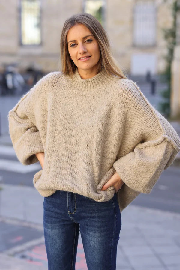 Nuage Douillet – Pull Oversize Col Haut pour un Hiver Cocooning