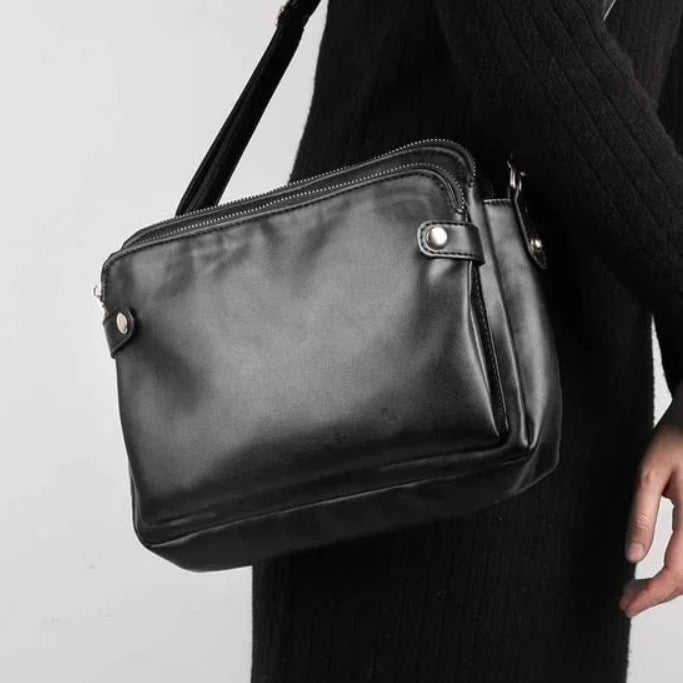 Sac à Bandoulière en Cuir – Design à Trois Compartiments