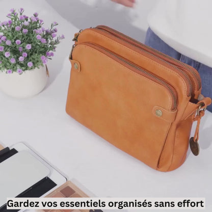 Sac à Bandoulière en Cuir – Design à Trois Compartiments